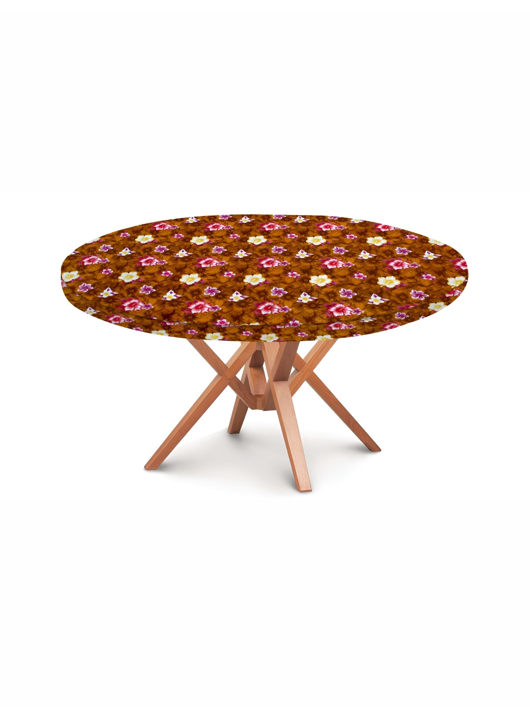 Stylista Orange & Pink Floral Round Fitted Table Cover