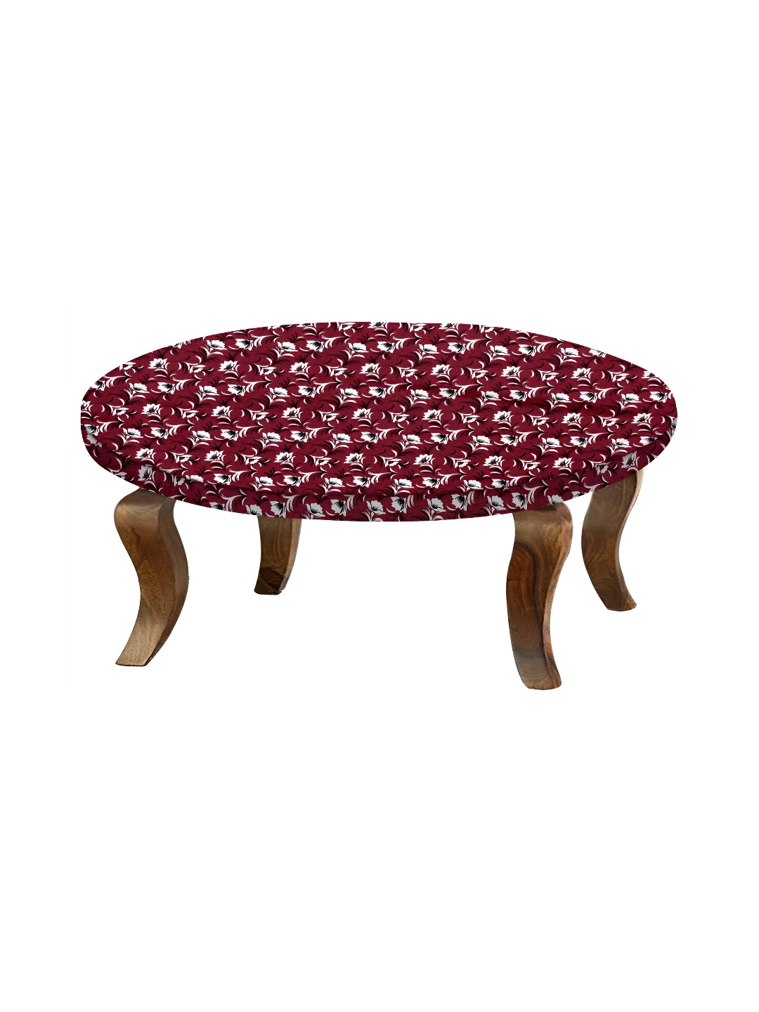 Stylista Brown & White Floral Round Fitted Table Cover