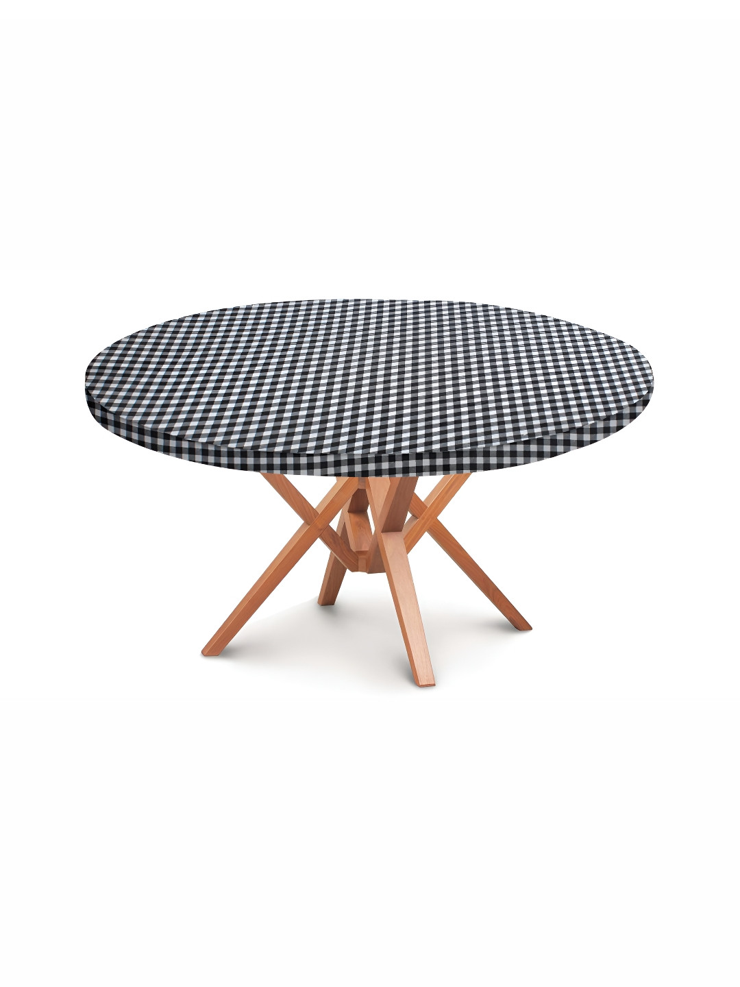 Stylista White & Black Geometric Round Fitted Table Cover