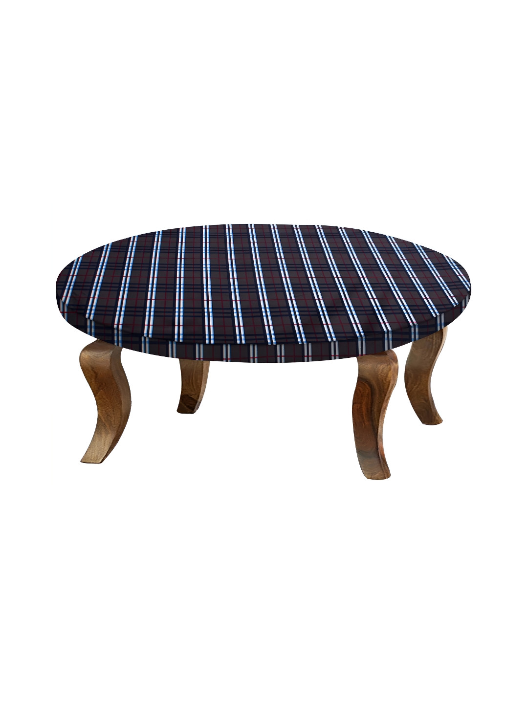 Stylista Grey & Blue Checked Waterproof Elasticated Round 2 Seater Table Cover