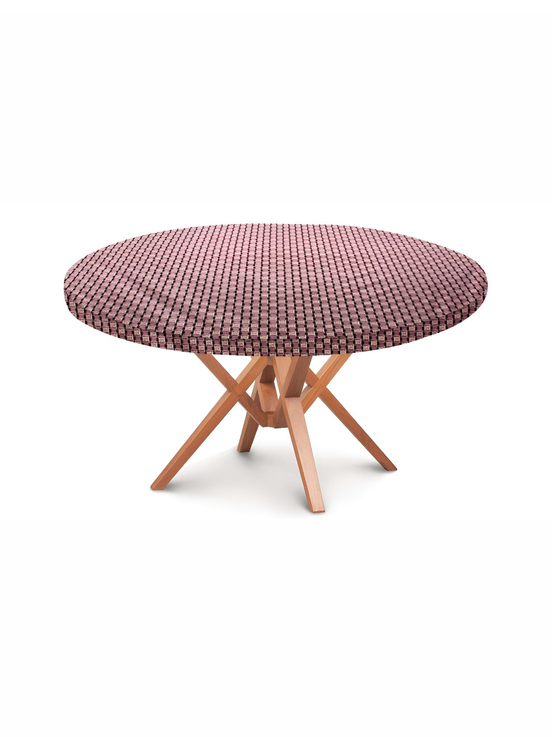 Stylista Pink & Peach Geometric Printed Waterproof Elastic Round 4 Seater Table Cover