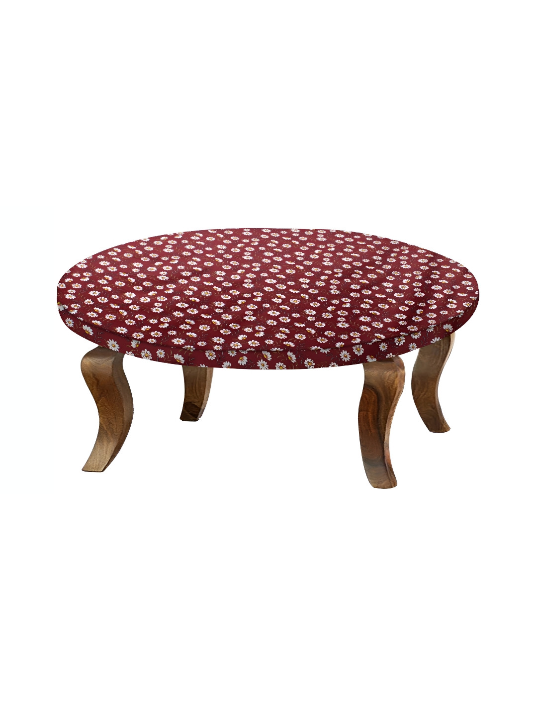 Stylista White & Brown Floral Printed Waterproof Elastic Round 2 Seater Table Cover