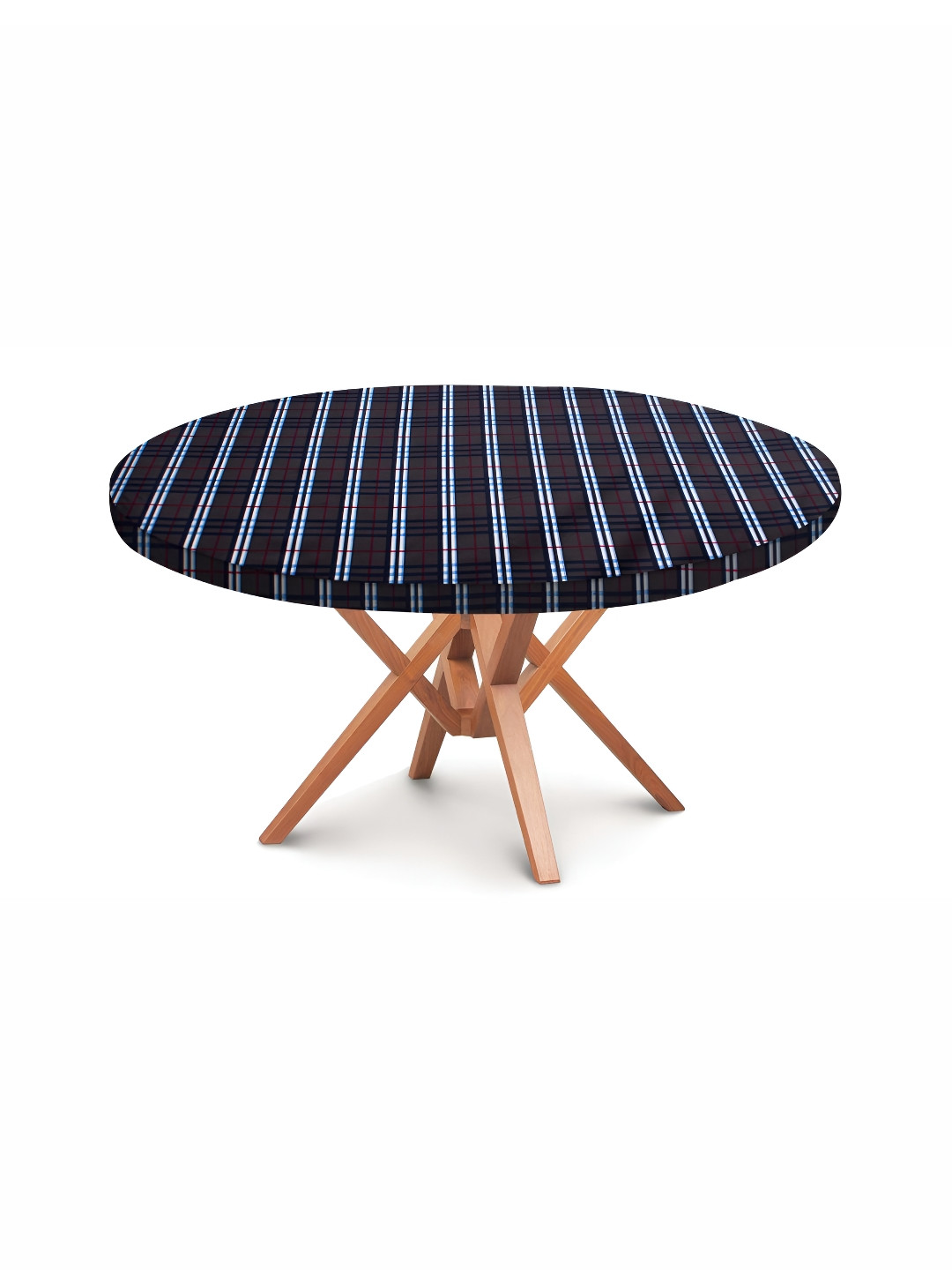 Stylista Dark Grey & White Checked Waterproof Round 4 Seater Table Cover
