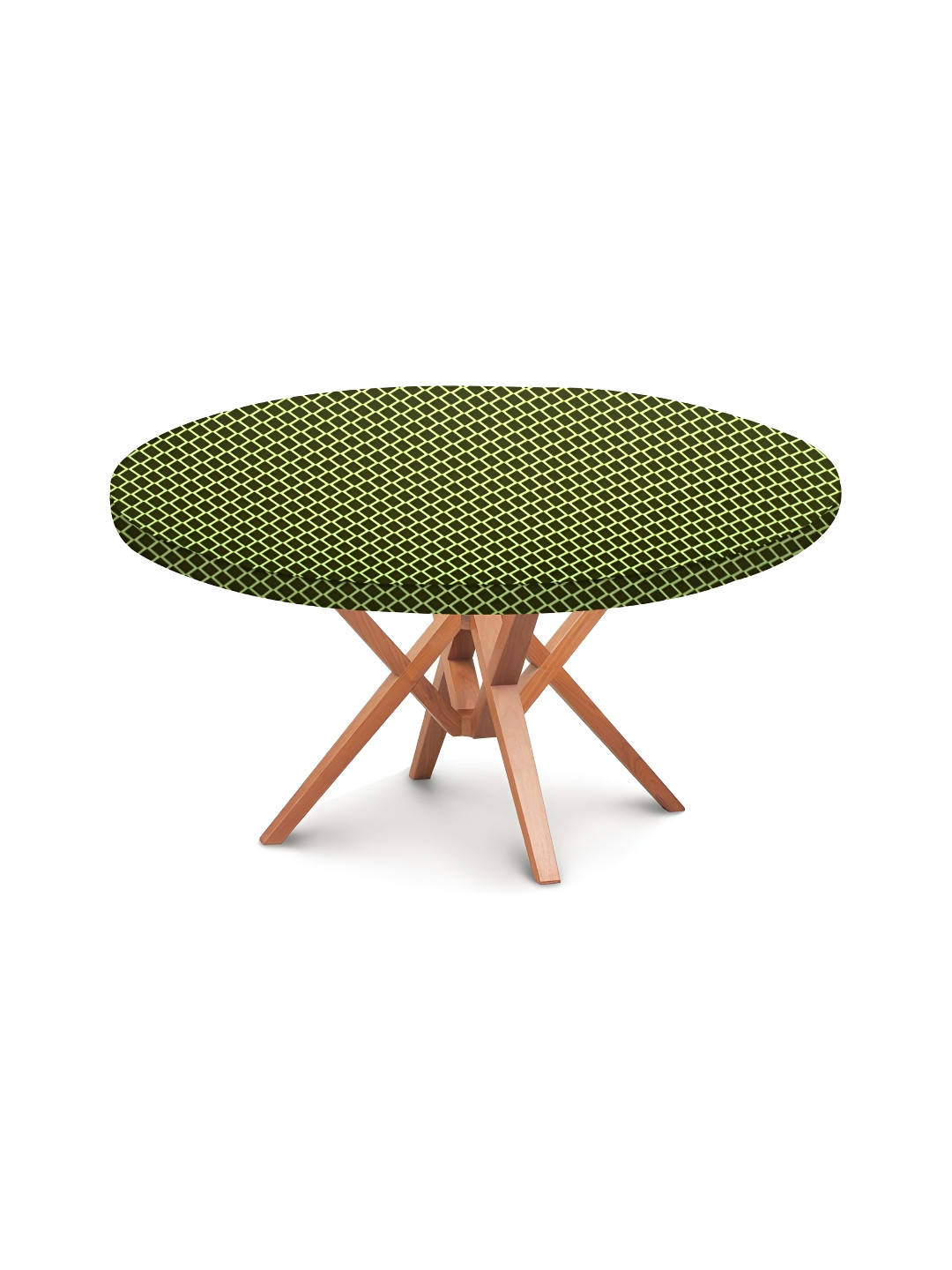 Stylista Dark Green & Light Green Checked Waterproof Round 4 Seater Table Cover