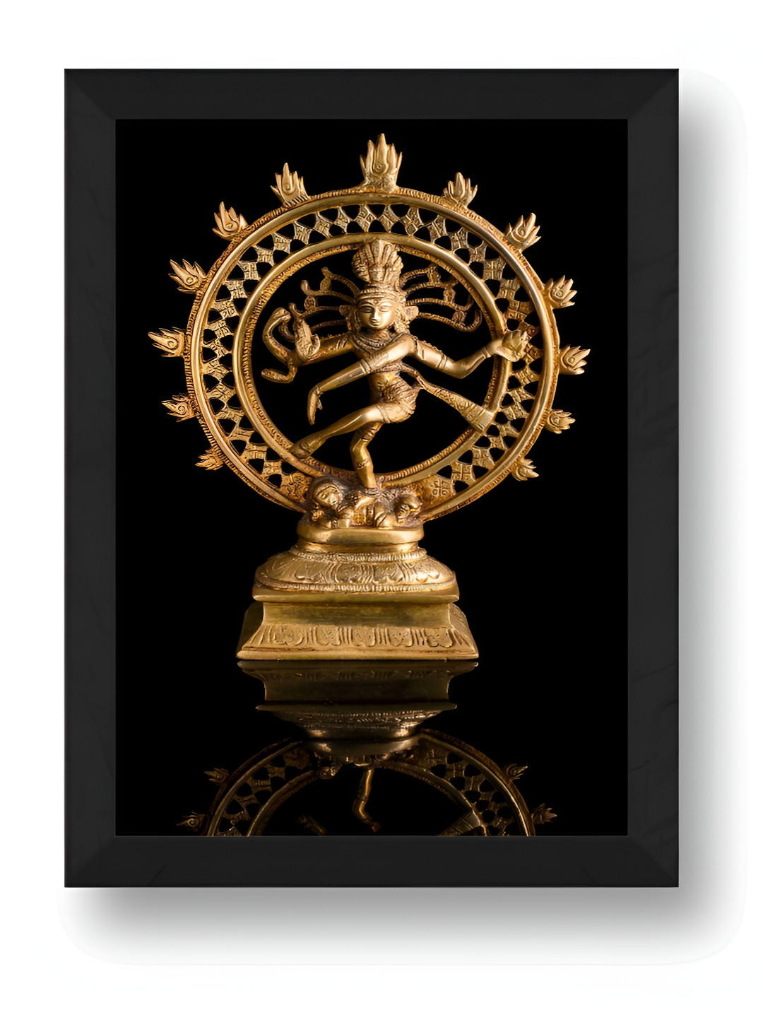 SAF Shiva Tandav Synthetic Wood Wall Rectangle Photographs Wall Art - 14 x 11In