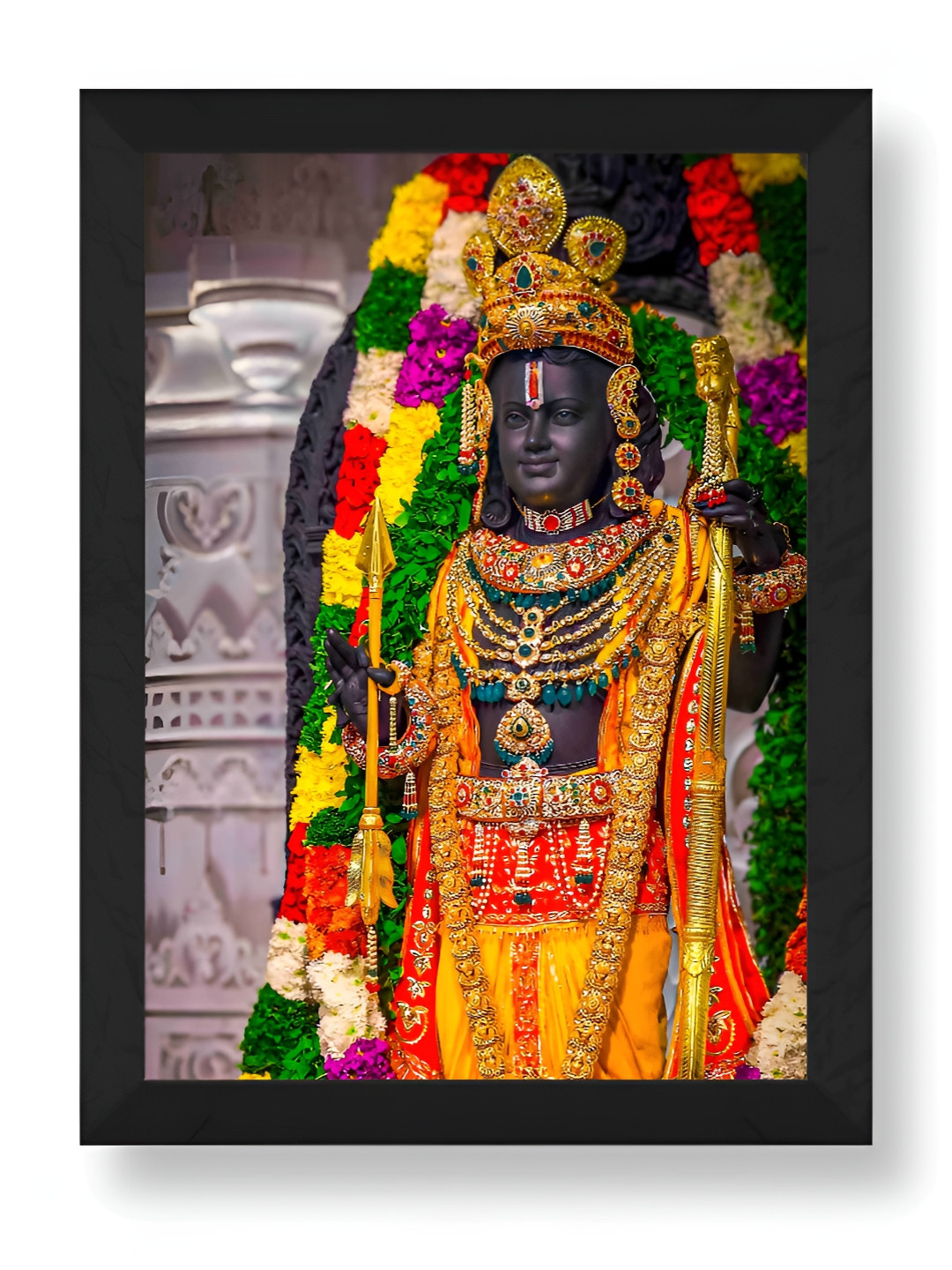 SAF Lord Ram Synthetic Wood Wall Living Room Rectangle Paintings Wall Art -13 x 11.02In