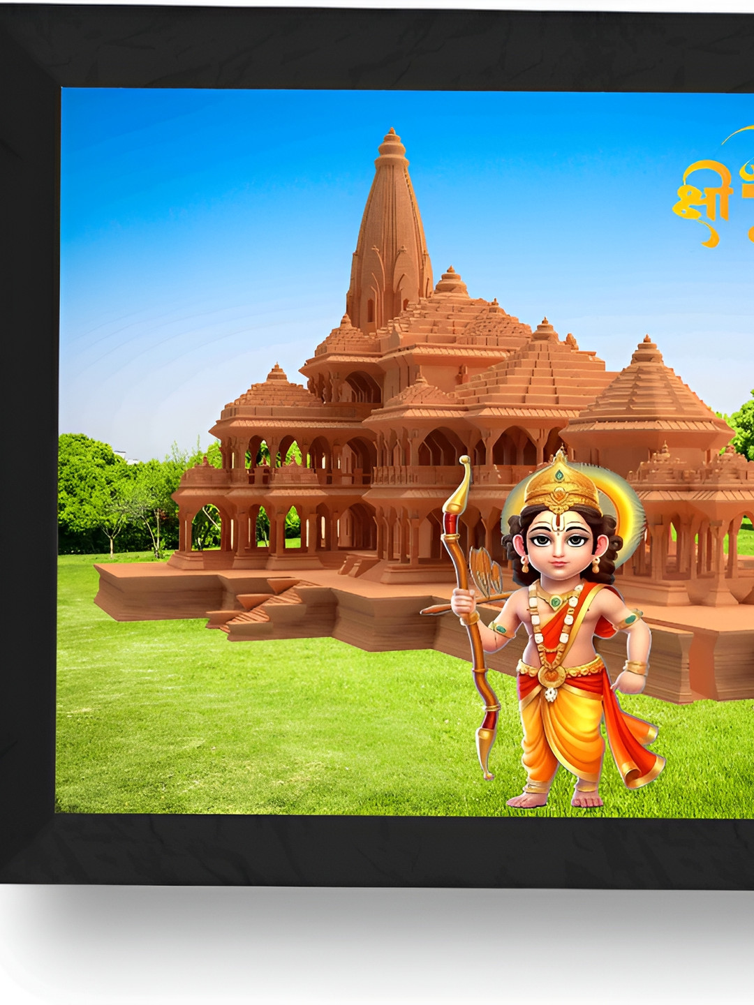 SAF Green & Blue Religious Ram Mandir Ayodhya Wall Paintings