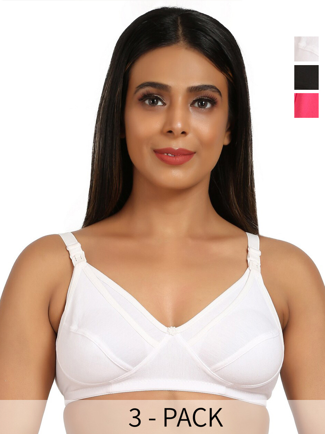 Mine4Nine Pack Of 3 Full Coverage Non Padded Maternity Bra With All Day Comfort
