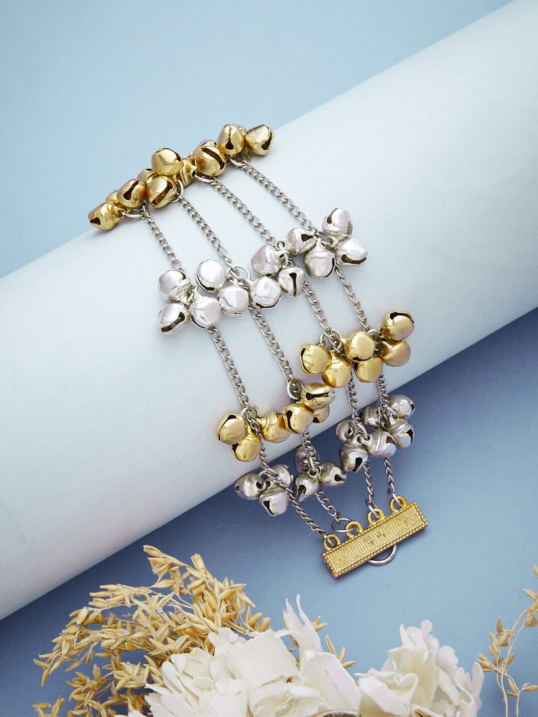 ATIBELLE German Silver Gold-Plated Multistrand Bracelet