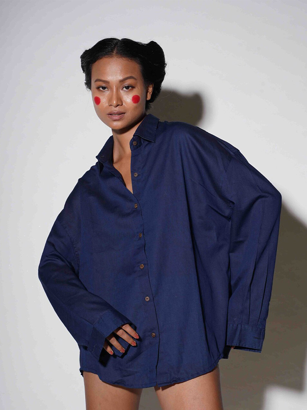 Ostilos Classic Oversized Fit Drop-Shoulder Sleeves Cotton Shirt