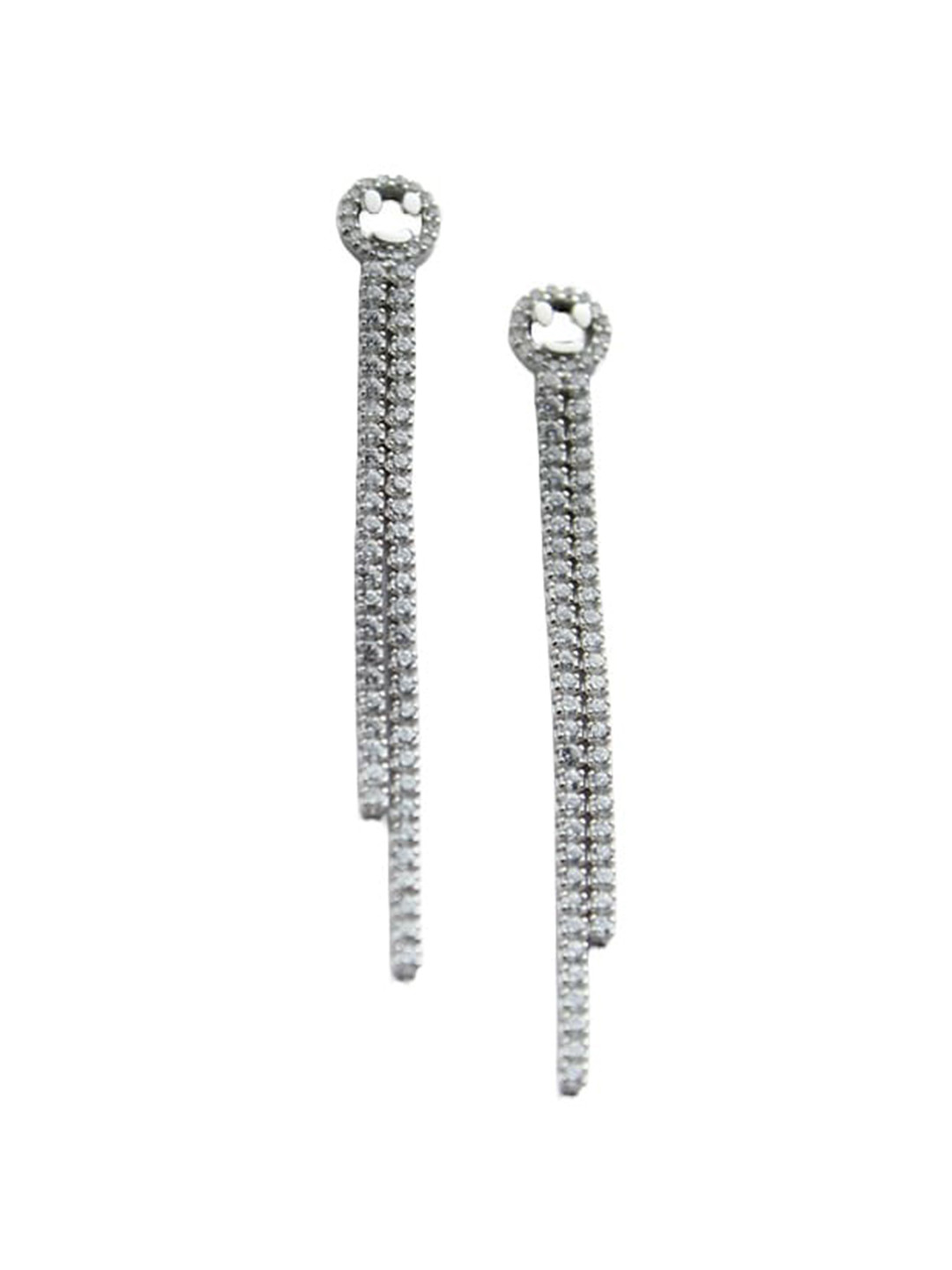 925 SILLER Rhodium Plated Zircon Sterling Silver Charm Drop Earrings