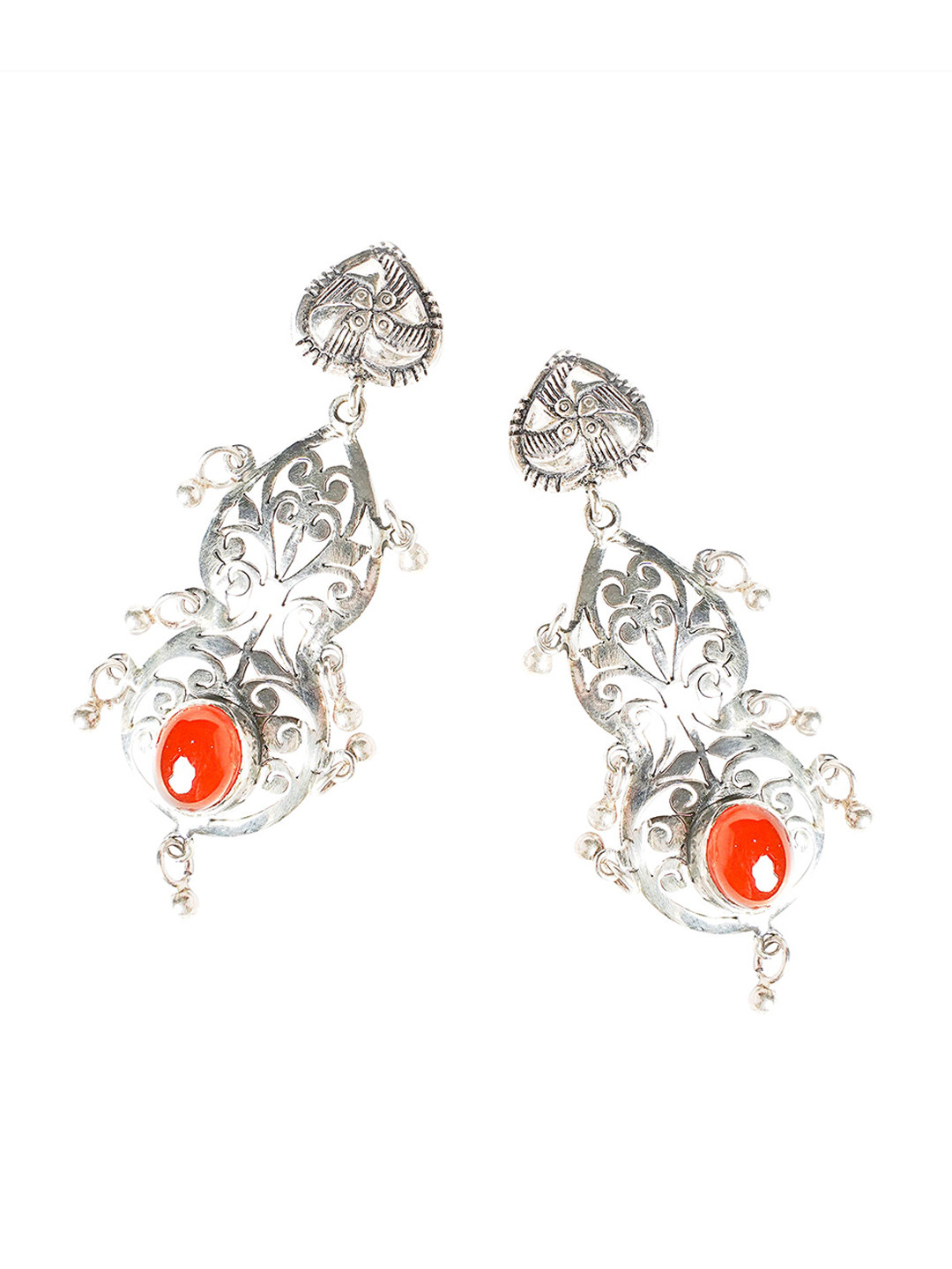 925 SILLER Rhodium-Plated Colored Stone Chandelier Drop Earrings