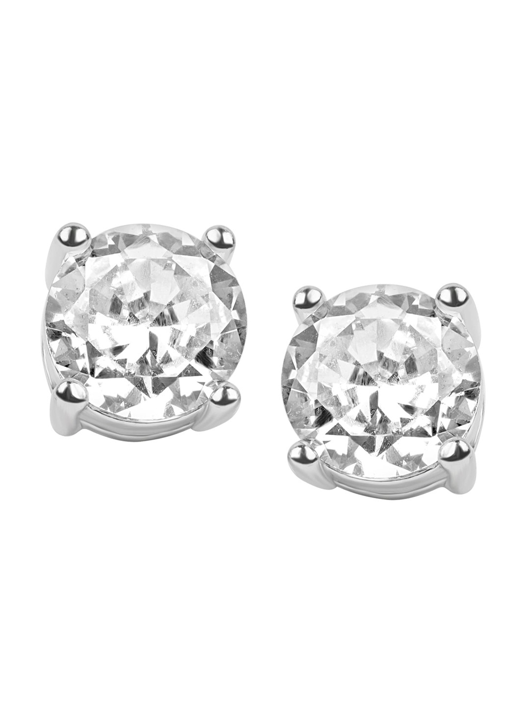 925 SILLER 925 Sterling Silver Round Shape Elegant Studs