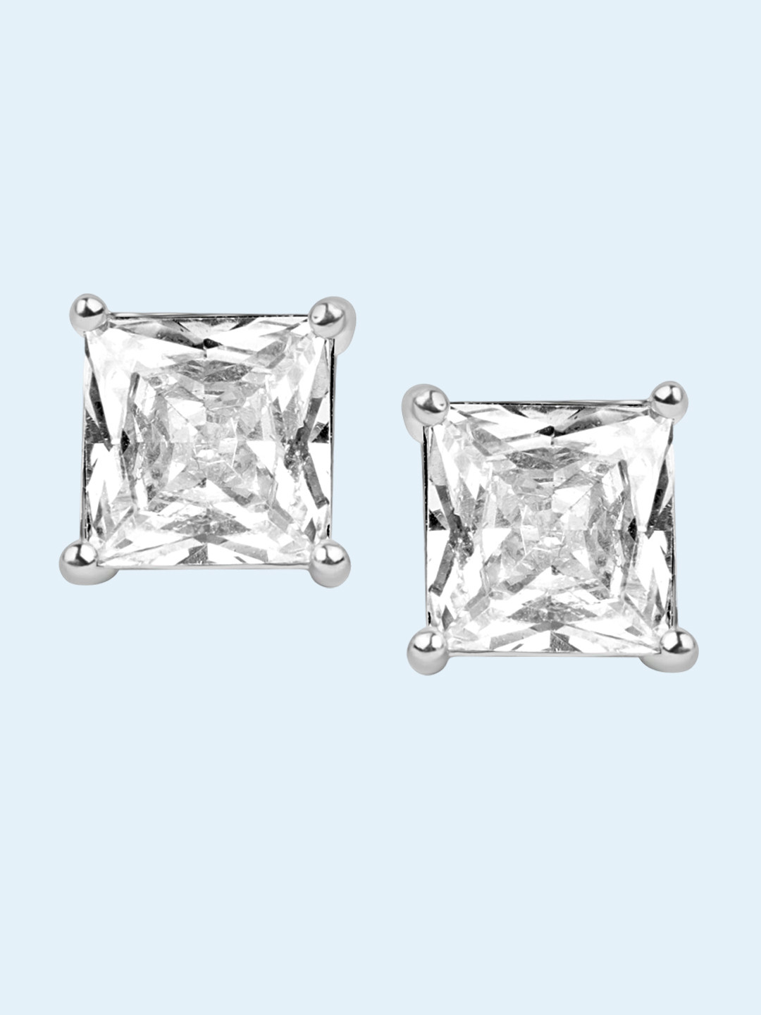 925 SILLER 925 Pure Silver Square Shape Studs