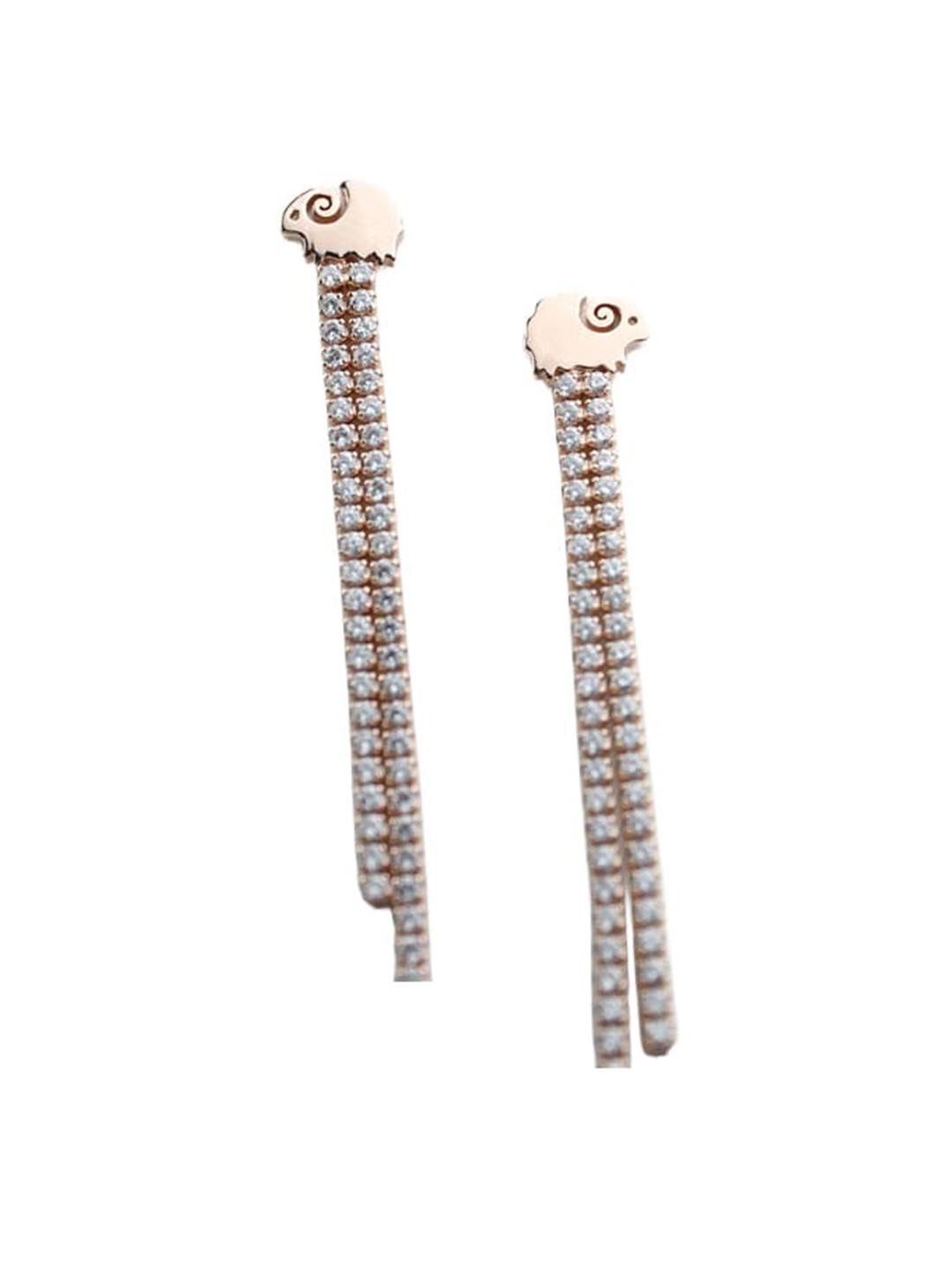 925 SILLER 925 Pure Silver Rose Gold Threader Drop Dangers Earrings