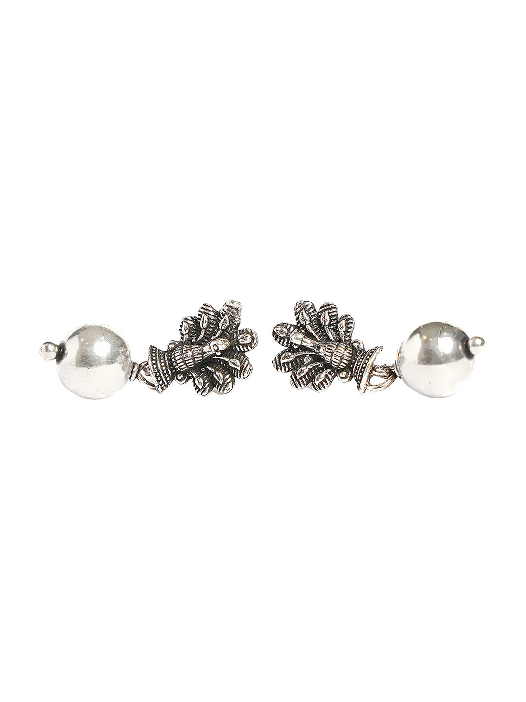 925 SILLER 925 Pure Antique Silver Traditional Small Floral Studs