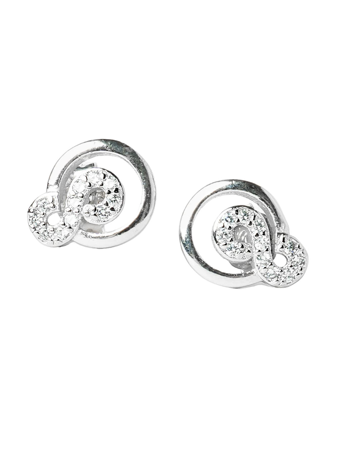 925 SILLER 925 Pure Silver Infinity Splendor Diamond Studs Earring
