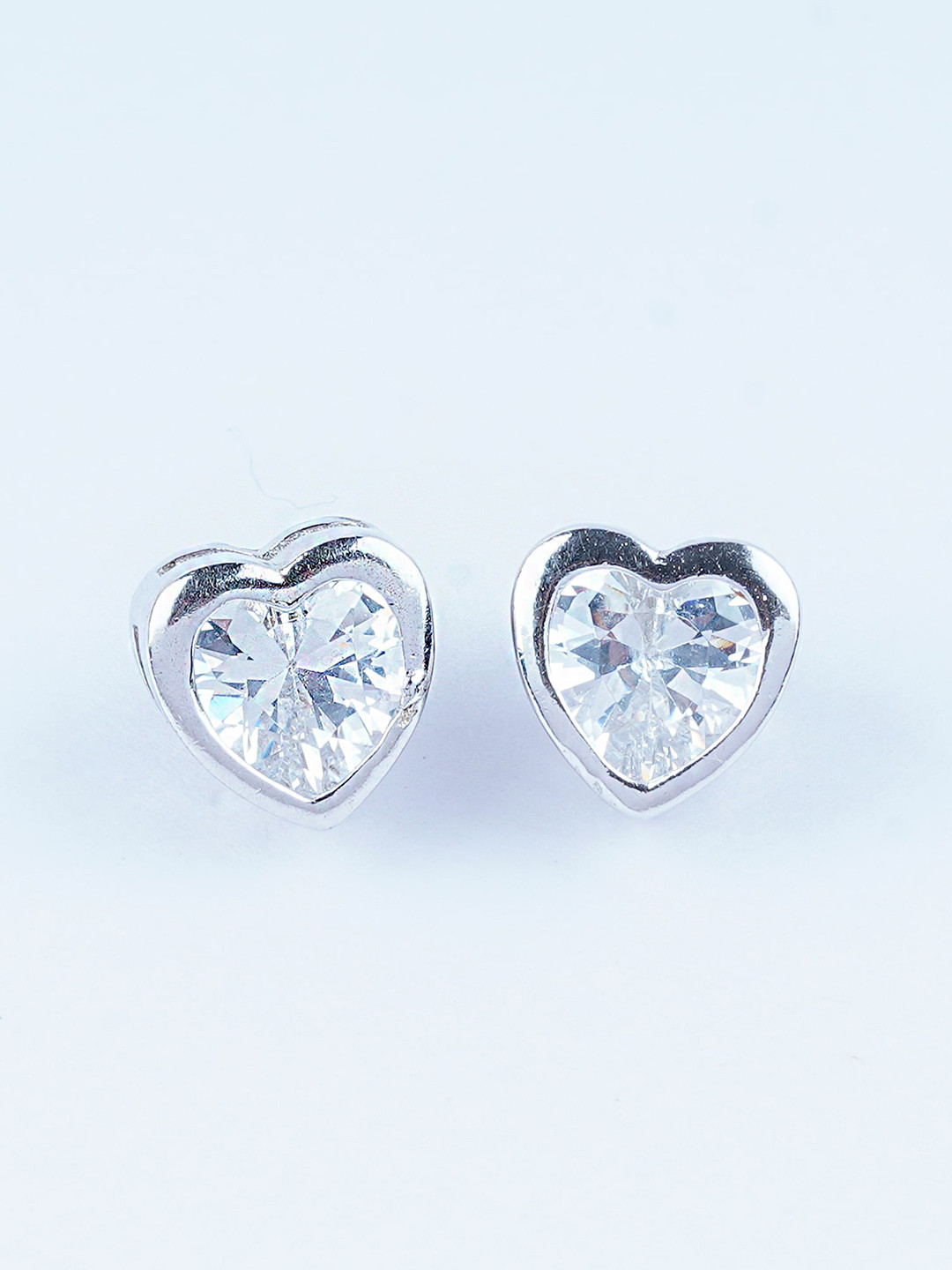 925 SILLER 925 Pure Silver Heart Shape Classy Studs