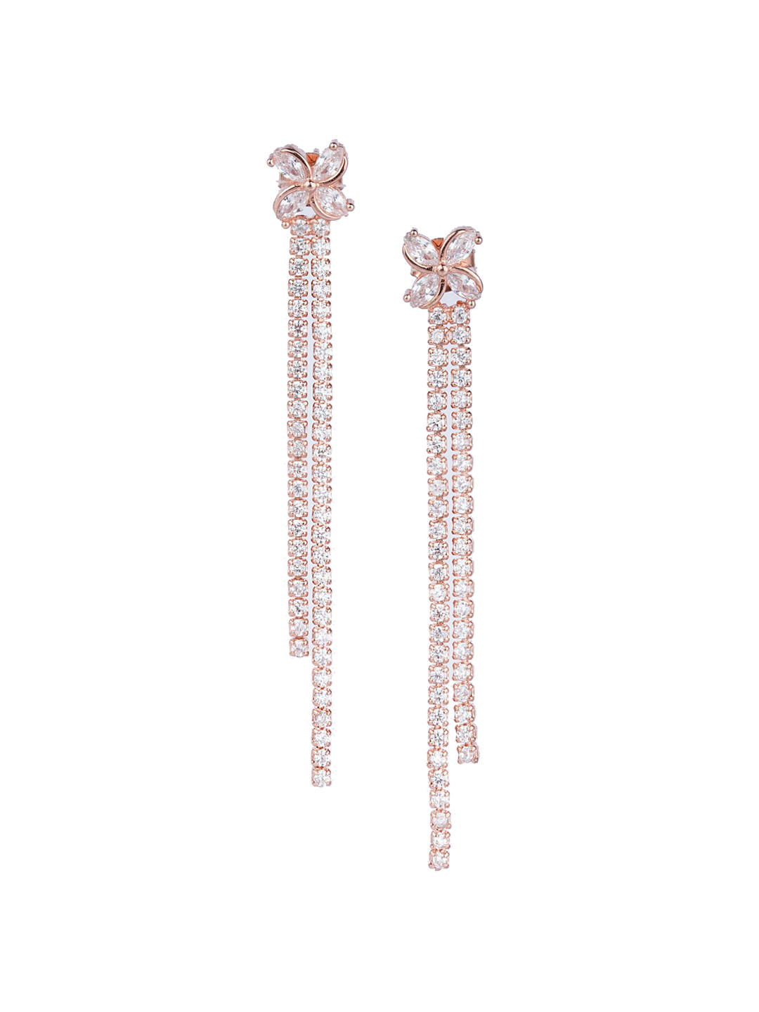 925 SILLER 925 Pure Silver Rose Gold Gold Threader Drop Dangers Earrings