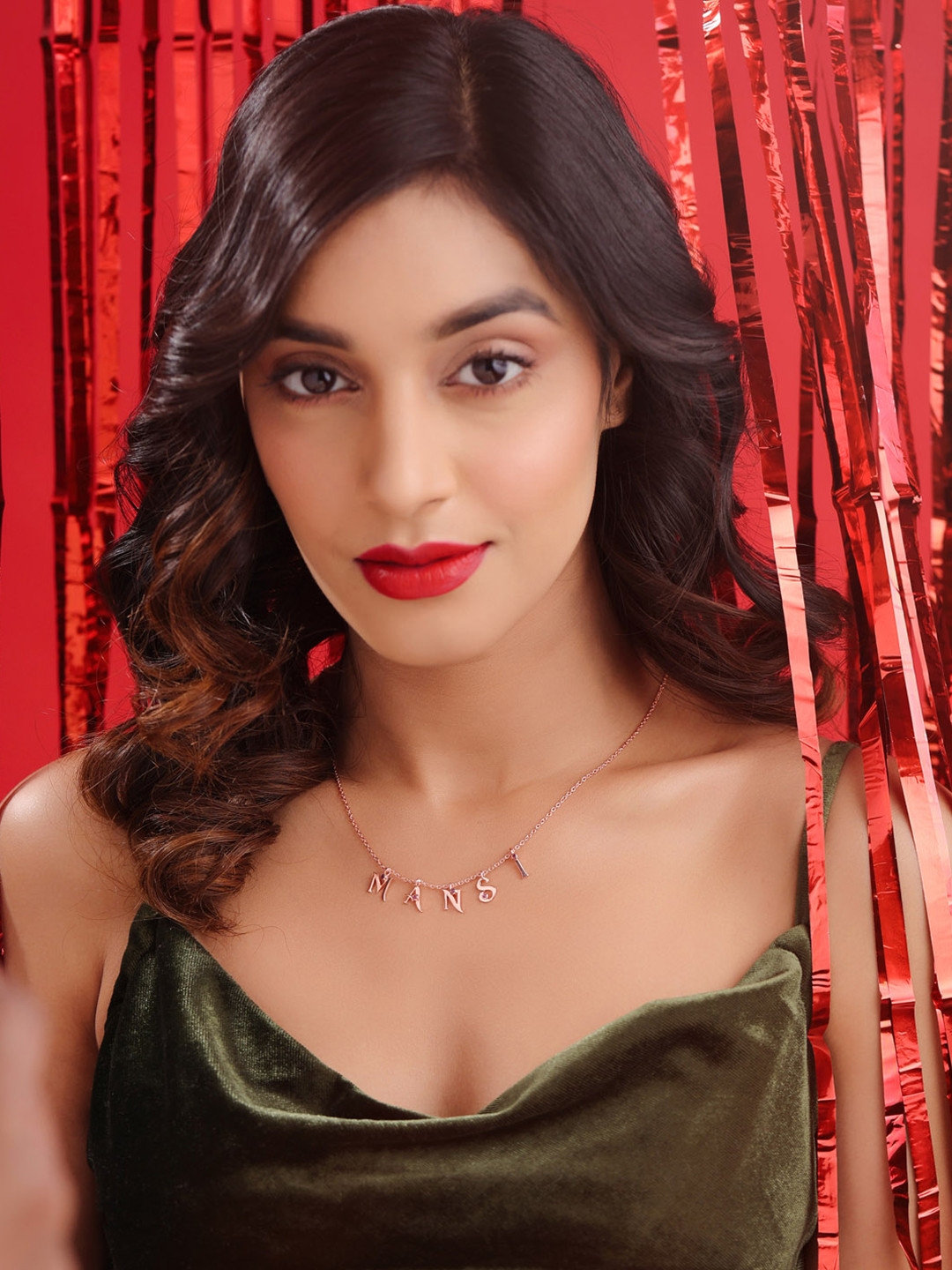 Kicky And Perky Rose Gold-Plated Rhodolite Stone-Studded Heart Shaped Pendants with Chain