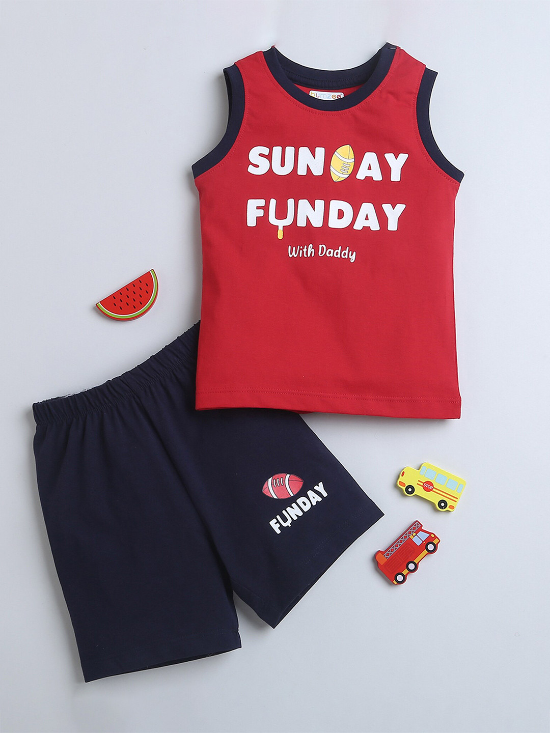 BUMZEE Boys Printed Pure Cotton T-shirt with Shorts