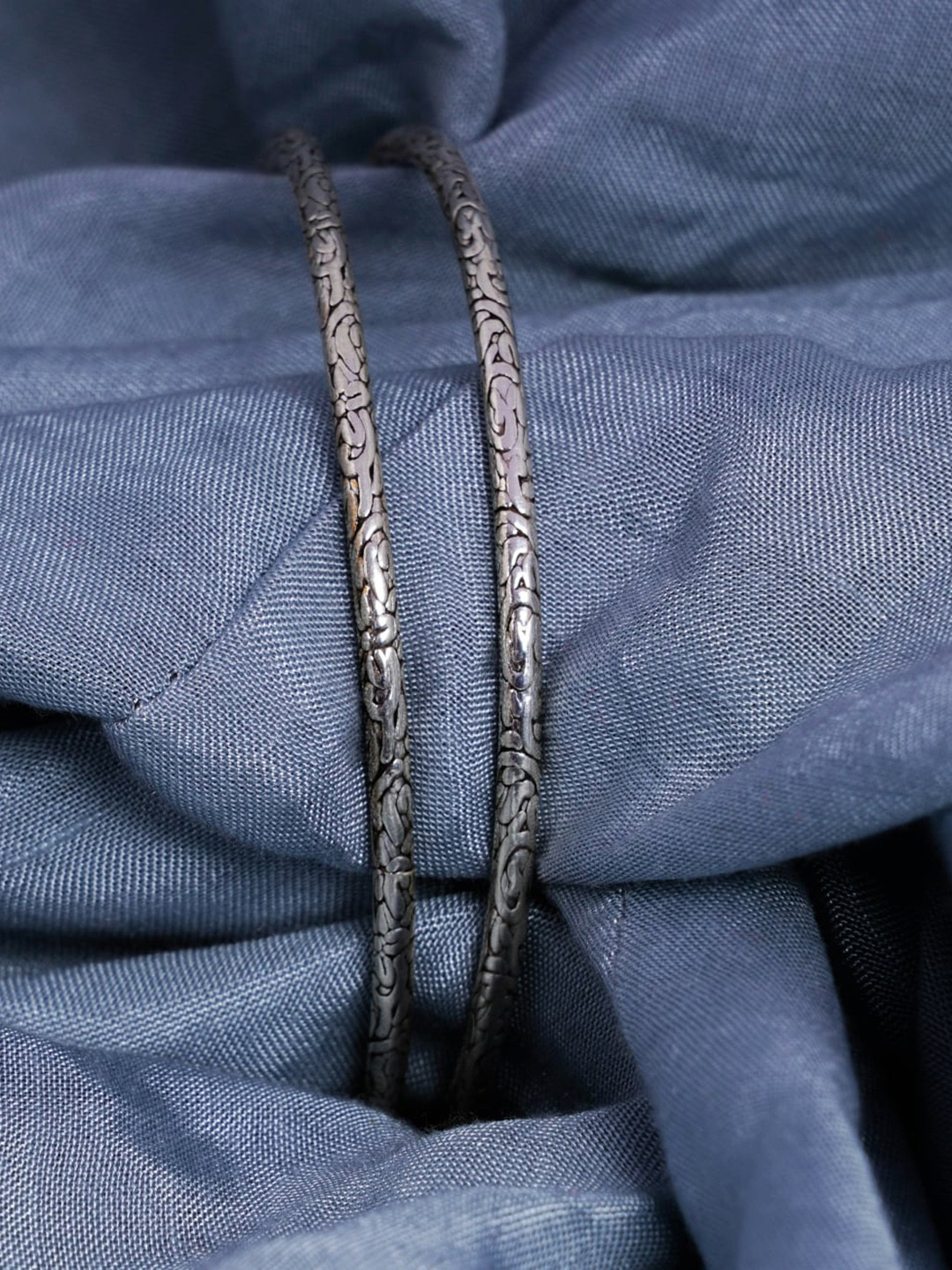 Shyle Sterling Silver Intricate Textured Bangles
