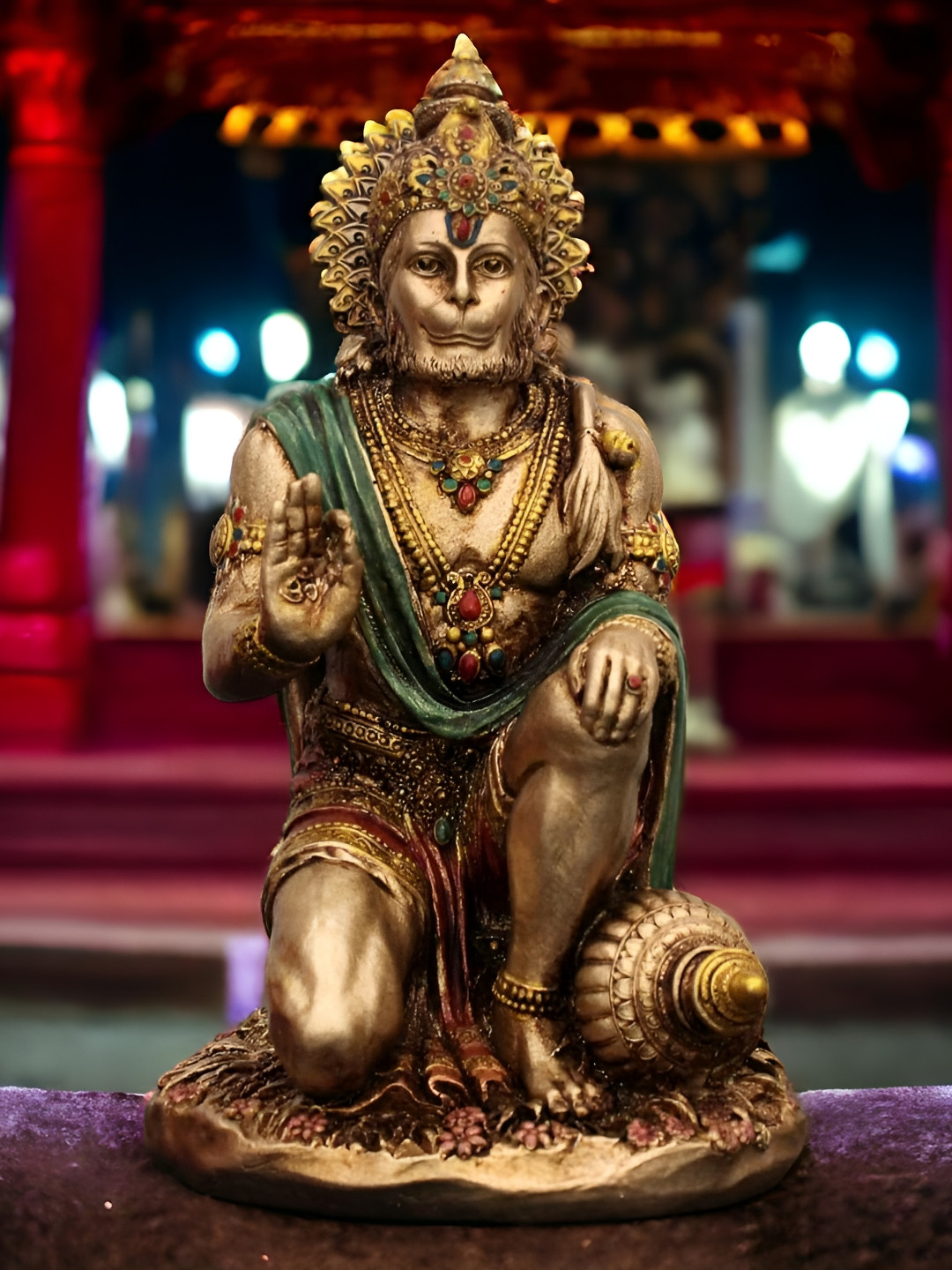 SkyKey Gold Polyresin Glossy Prayer Room Medium Showpiece - 7.1 Inches