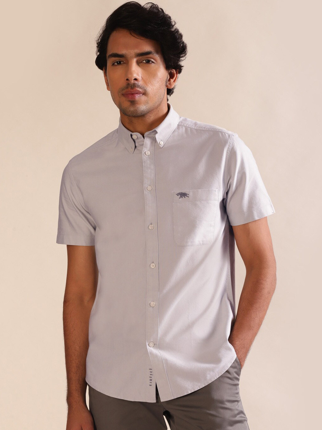 Andamen Premium Men Short Sleeve Patch Pocket Shirt