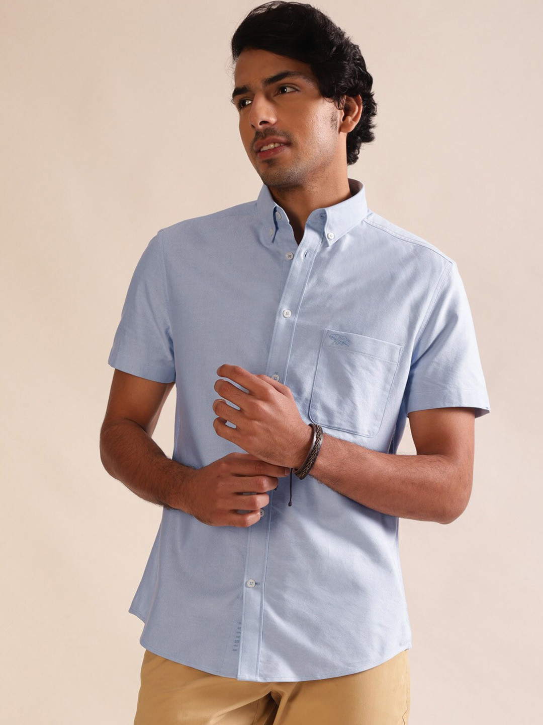 Andamen Premium Men Gingham Check Full Sleeve Cutaway Shirt