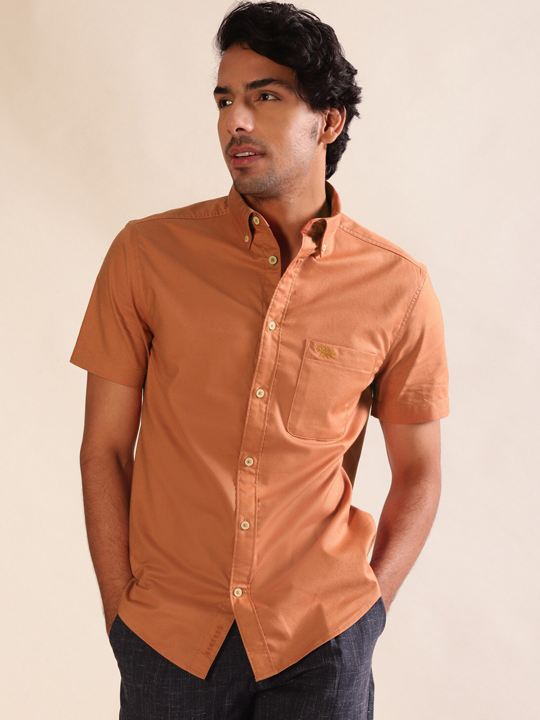 Andamen Premium Men Oxford Half Sleeve Slim Fit Shirt