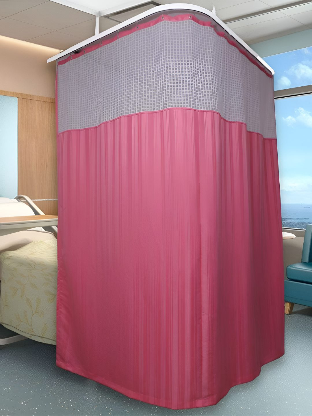 CASA-NEST Pink Long Door Hospital Partition Curtain