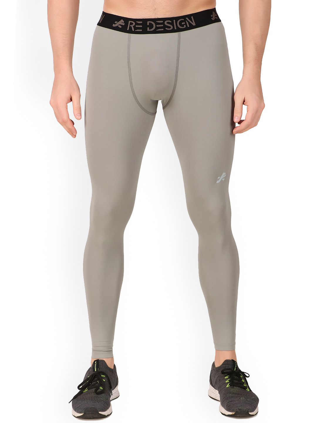 REDESIGN Men Mid-Rise Rapid-Dry Nylon Ankle Length Training Tights