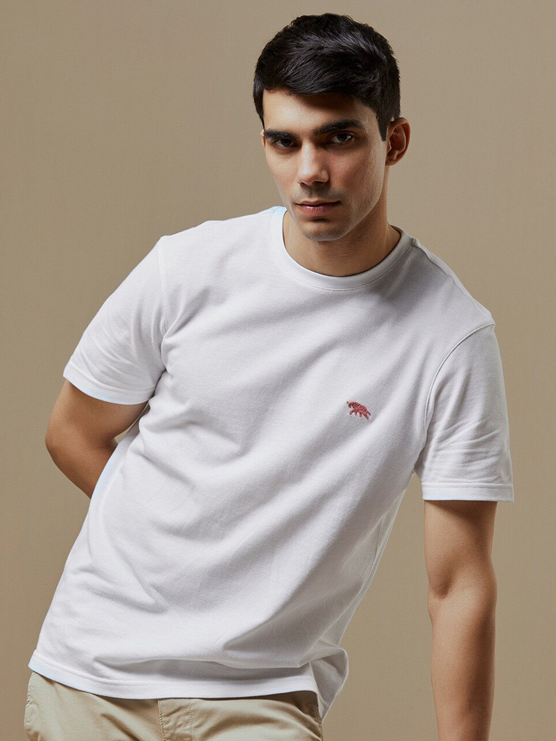 Andamen Men Cotton Lycra Single Tuck Pique Crew Neck T-shirt