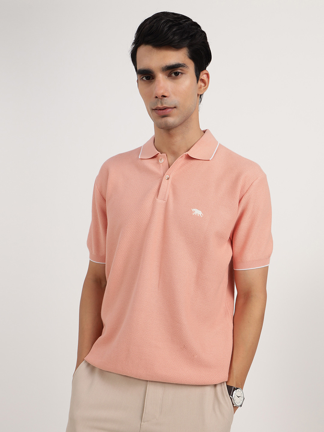 Andamen Men Short Sleeve Tipping Collar Polo T-Shirt