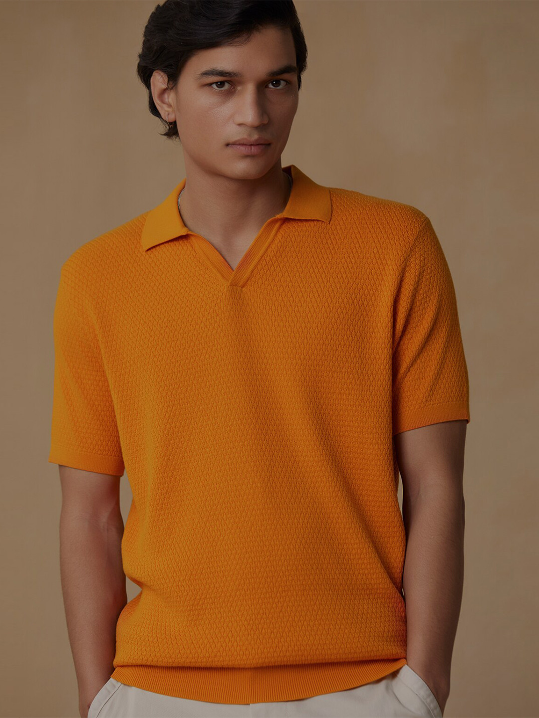 Andamen Short Sleeve Open Neck Structured Polo T-shirt