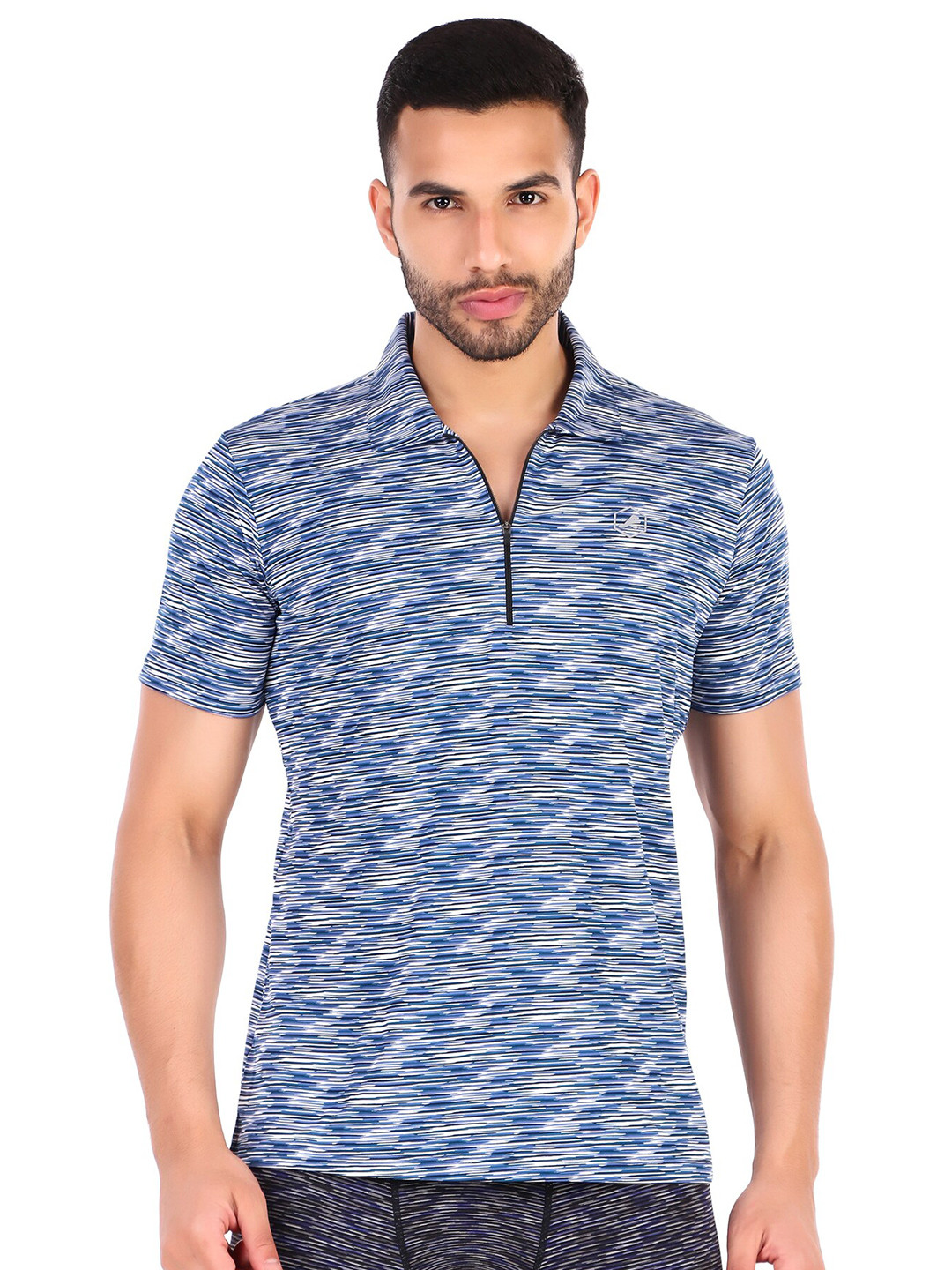 REDESIGN Abstract Printed Polo Collar Sports T-shirt