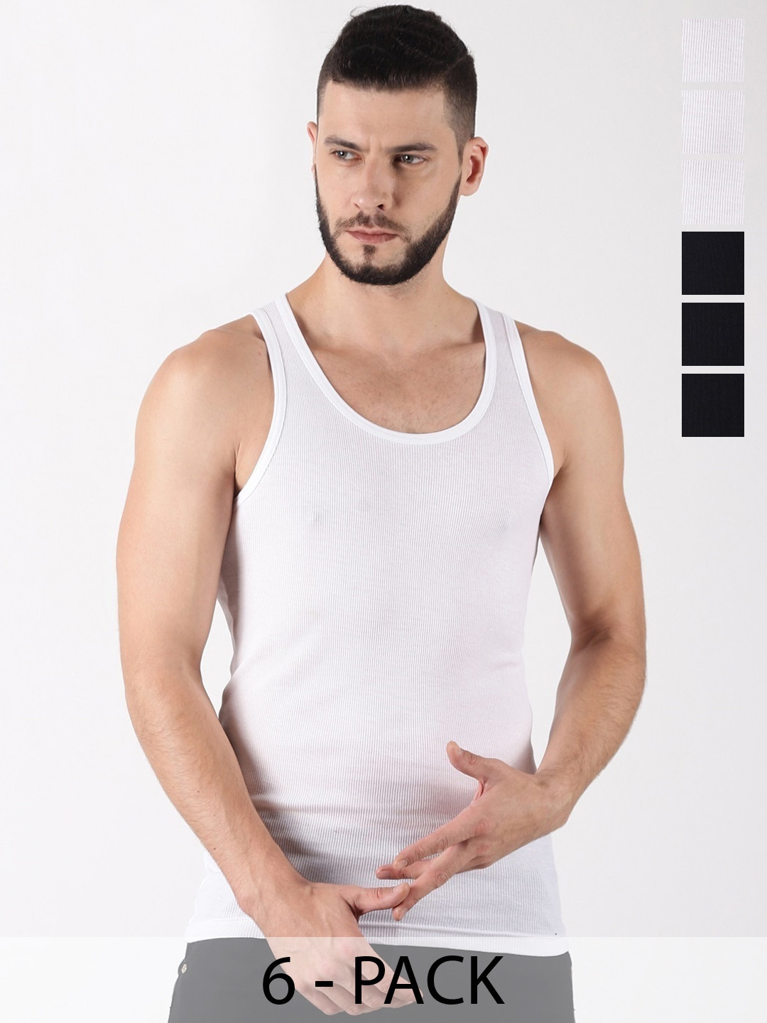 Force NXT Pack Of 6 Men Super Combed Egyptian Cotton Vest