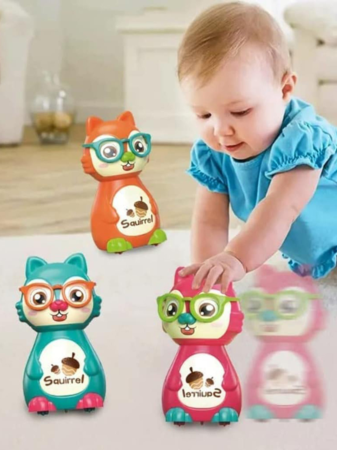 OPINA Kids Press To Go Inertial Cute Squirrel Toy