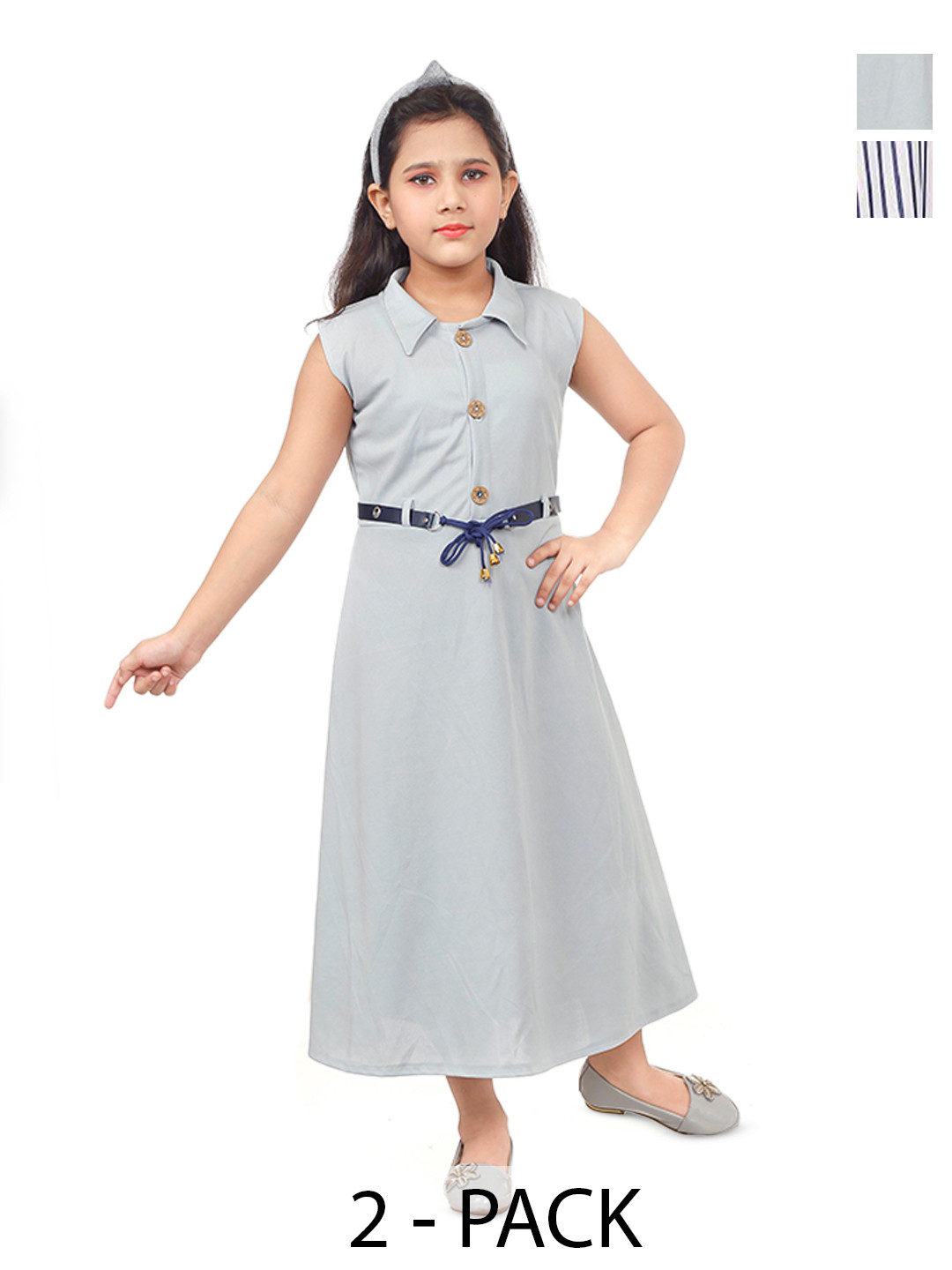 BAESD Pack Of 2 Striped A-Line Midi Dress