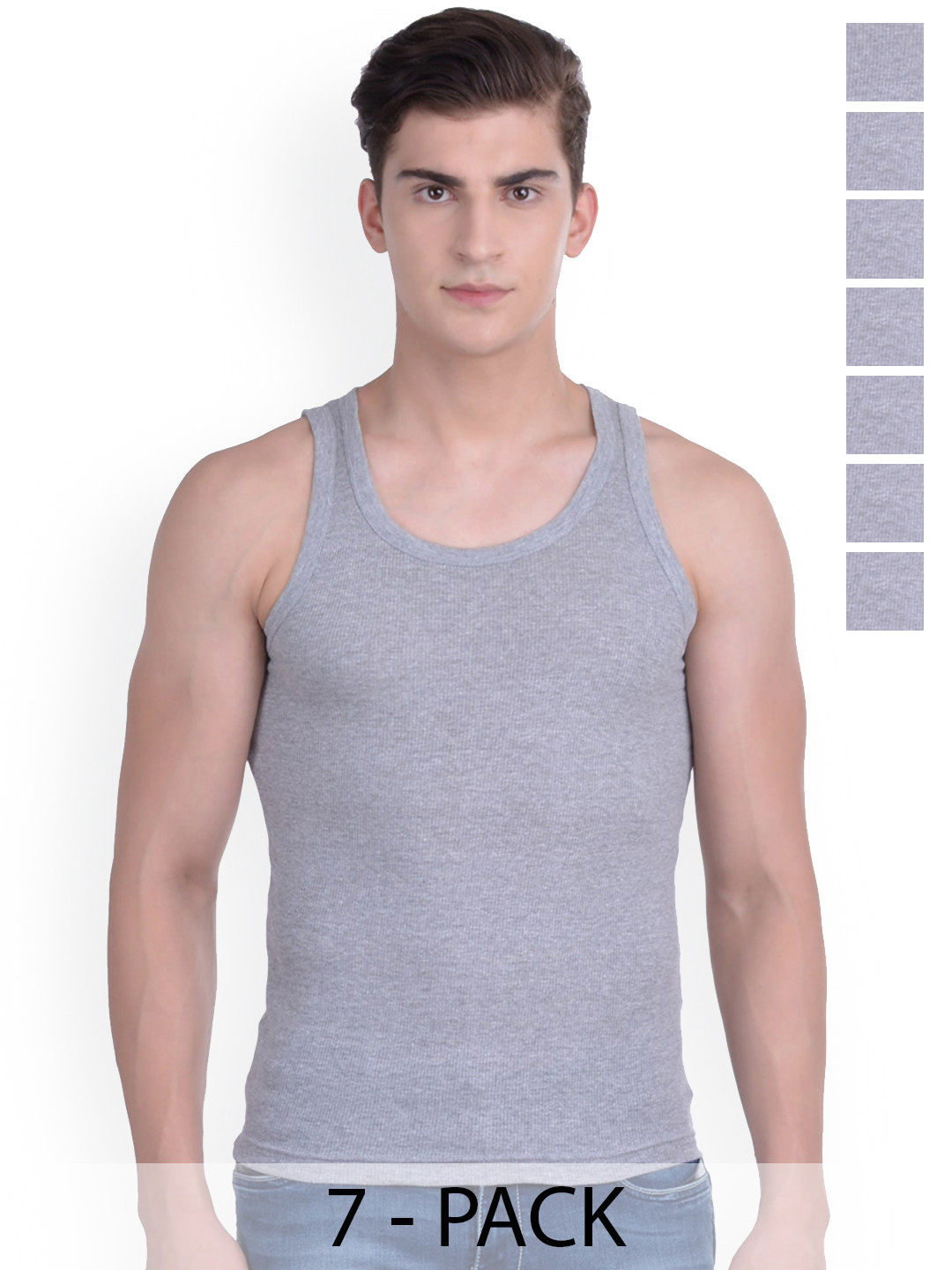 Force NXT Pack Of 7 Men Super Combed Cotton Derby Rib Vest