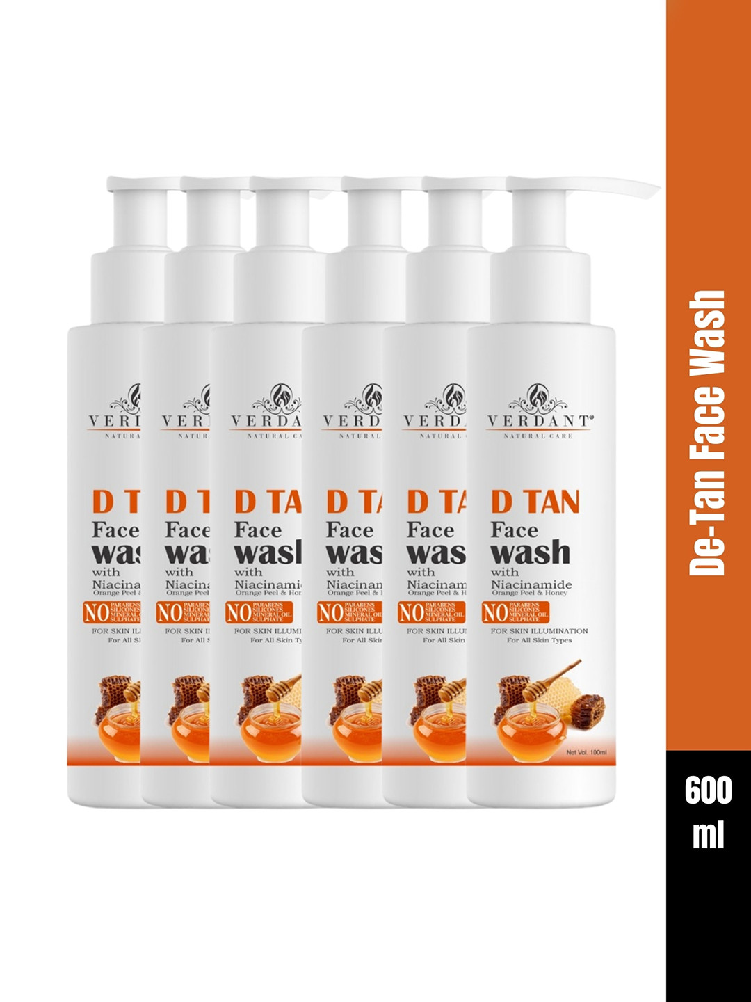 Verdant Natural Care Set Of 6 De Tan Face Wash For Tan Removal - 100ml Each