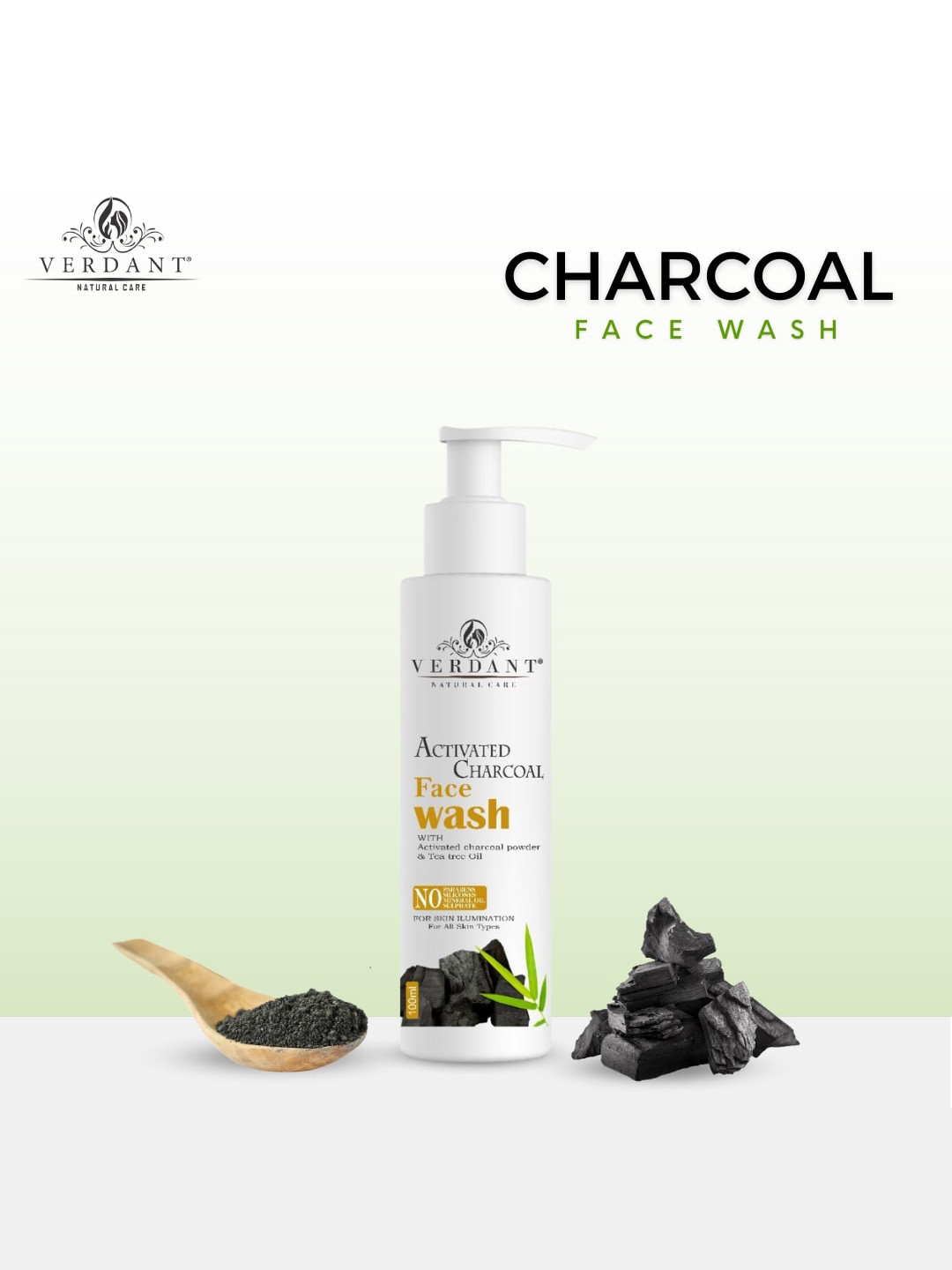 Verdant Natural Care Activated Charcoal Face Wash - 100ml