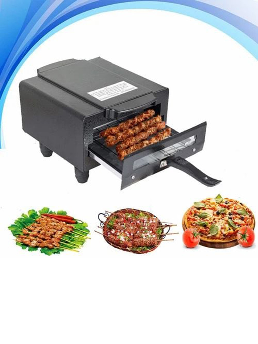 WELLBERG Black 4 Pieces Electric Barbecue 1500W