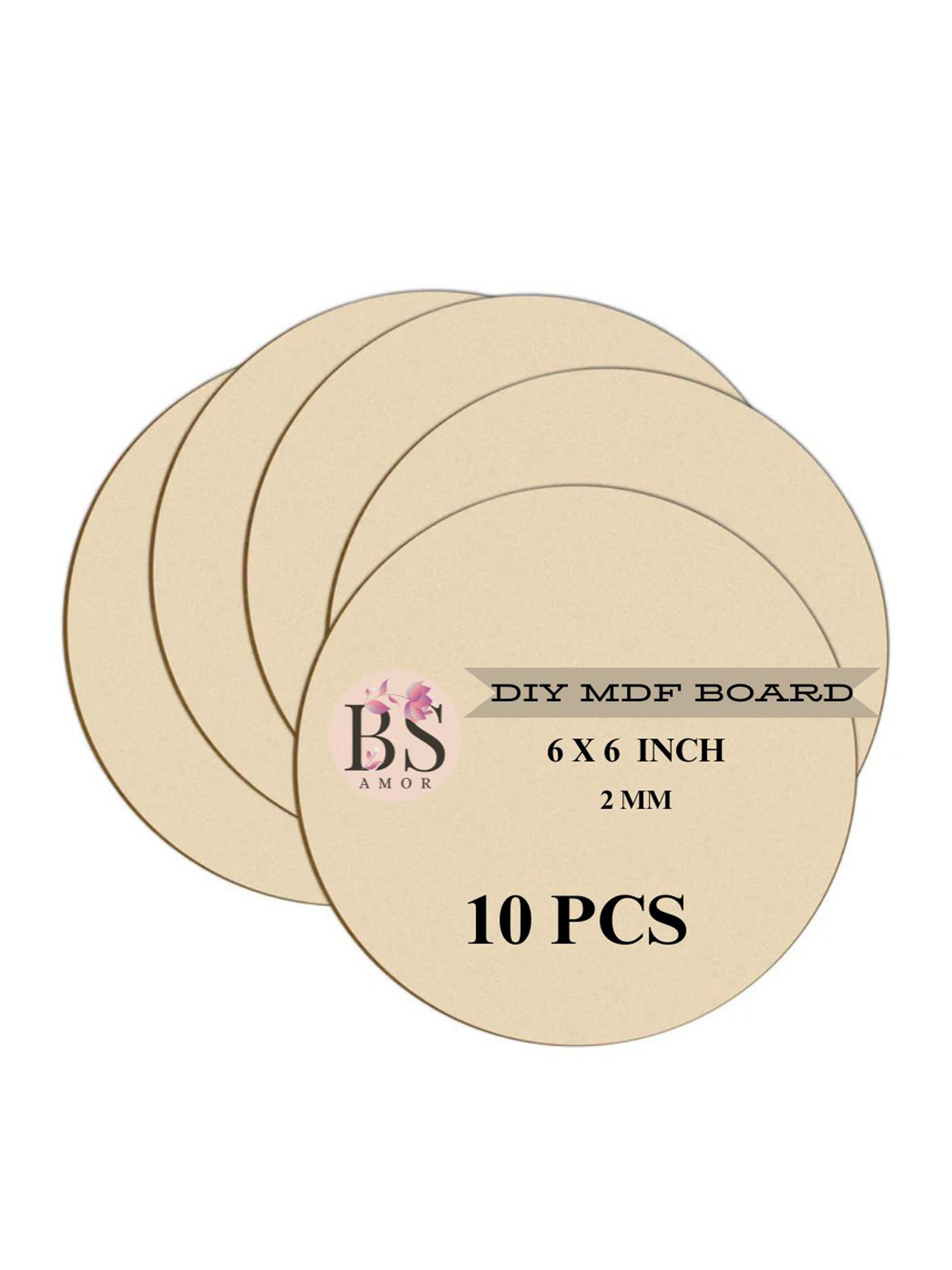 BS AMOR DIY Set Of 10 Round Wooden Boards