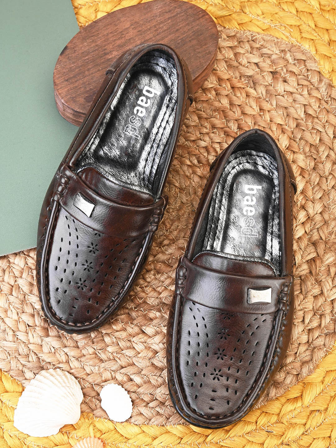 BAESD Boys Laser Cut Lightweight Penny Loafers