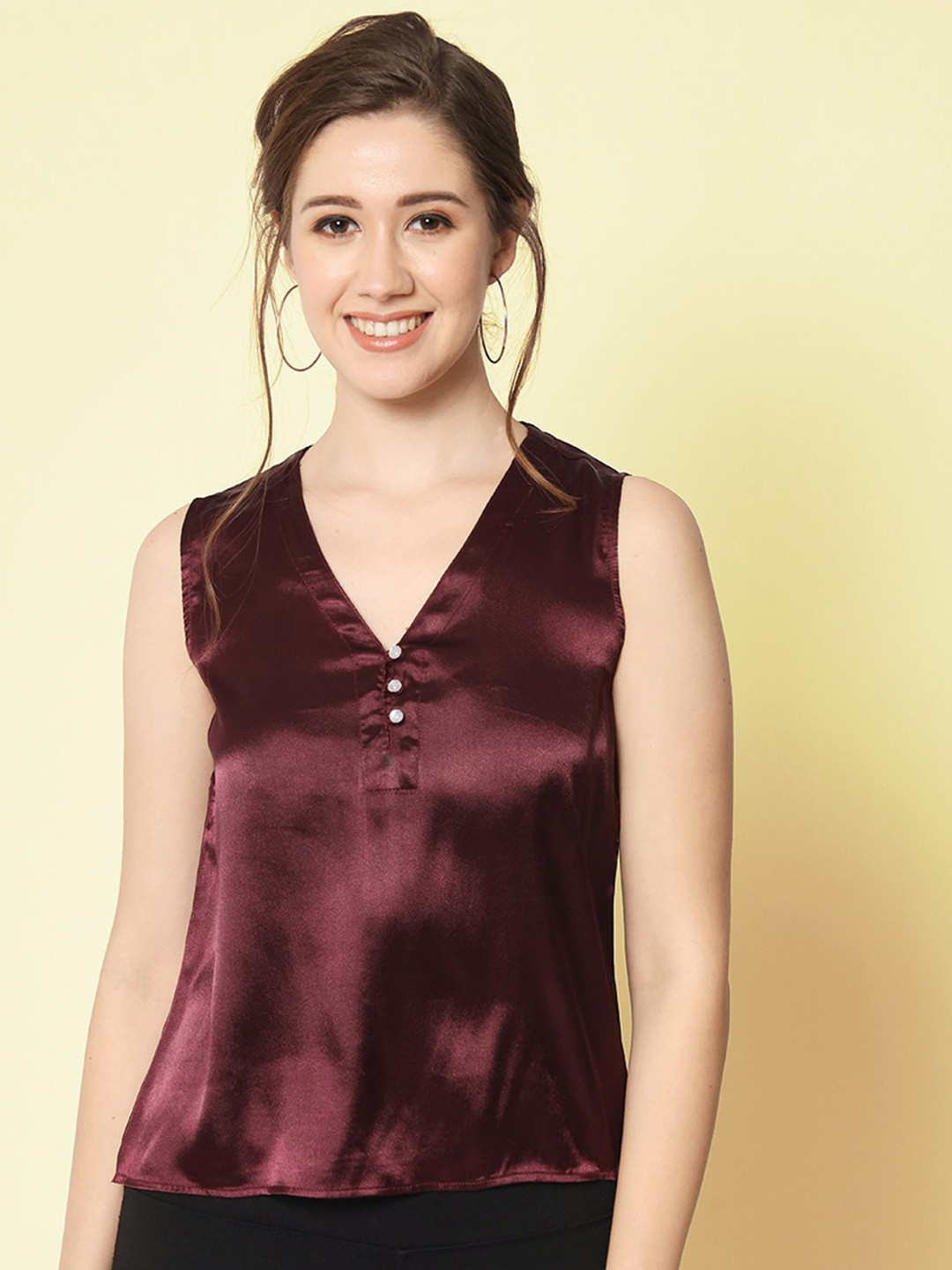 CHARMGAL V-Neck Sleeveless Satin Top
