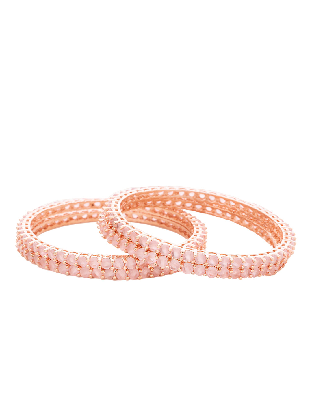 Manikya Set Of 4 Rose Gold-Plated AD-Studded Bangles