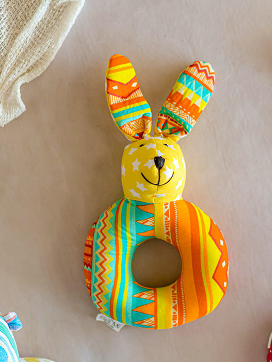 ilearnngrow Infants Organic Cotton Kangroo Face Rattle Toy