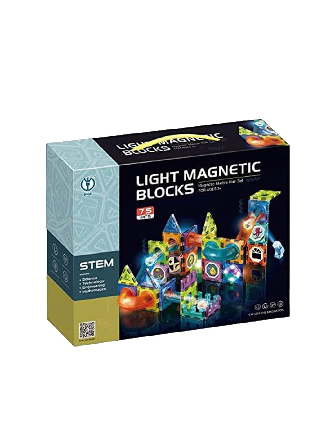 OPINA Kids 75 Pieces Light Magnetic Tiles Building Blocks