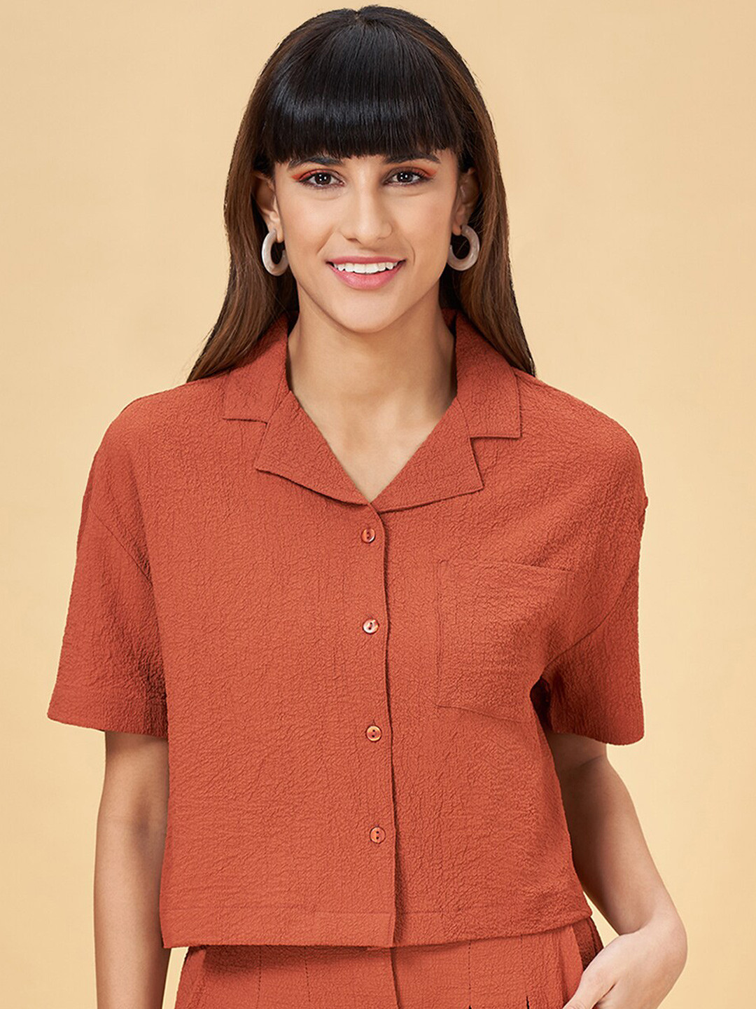 People Spread Collar Boxy Casual Shirt